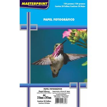 Imagem de Glossy Paper A4 120g Masterprint Kit Com 20, Branco
