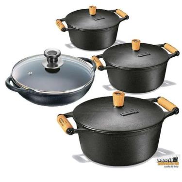 Imagem de Jogo 3 Caçarolas Tampa Ferro+ Parmegiana - Panela Mineira