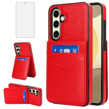 Imagem de Asuwish Capa de telefone para Samsung Galaxy S24 FE 5G com protetor de tela de vidro temperado e suporte para cartão de crédito capa carteira suporte acessórios de celular de couro S 24 EF S24FE 24S
