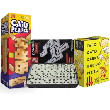 Imagem de Jogo Tabuleiro Mesa Taco Gato Caiu Perdeu Torre Dominó Lata Brinquedo 