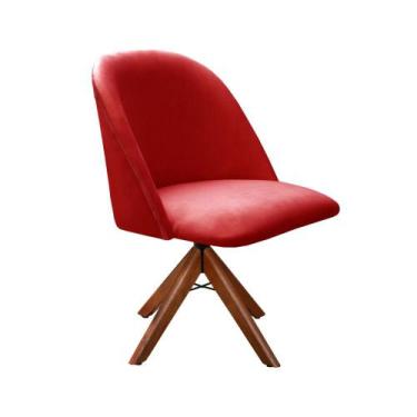 Imagem de Poltrona Decorativa Gaia Cadeira Pé Giratório Madeira Sala, Escritório