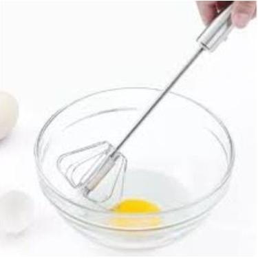 Imagem de Batedor de ovos manual fouet profissional semi automático prateado de 