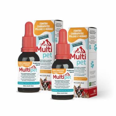Imagem de 02 un. Multipet Tratamento contra carrapatos, pulgas e vermes 30ml