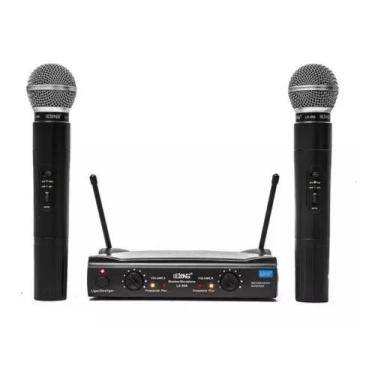 Imagem de Microfone S/ Fio Duplo Uhf50 Metros 906 110/220 Lelong Profissional