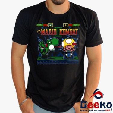 Imagem de Camiseta Mario Kombat 100% Algodão Super Mario Bros Mortal Kombat Geek