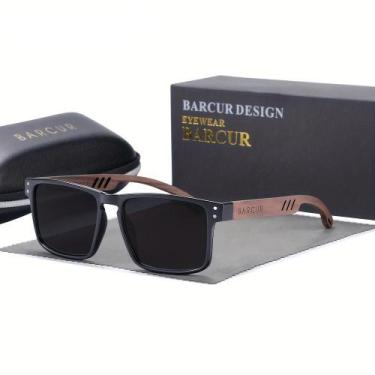 Imagem de Óculos em design de madeira natural com lentes degradê - BARCUR, Preto