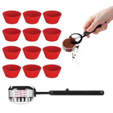 Imagem de Kit 12 Formas De Cupcake Muffin FS11KIT + Colher Medidora Ajustável UD