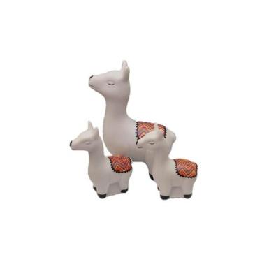 Imagem de Trio de Lhama em Miniatura Porcelana - Decore Casa