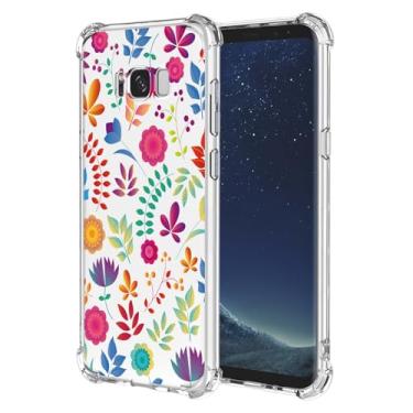 Imagem de JDYGWK Capa para Samsung S8 Galaxy S8 com estampa de flores transparentes, TPU macio, fina, leve, à prova de choque, capa protetora antiarranhões para Samsung Galaxy S8, plantas coloridas
