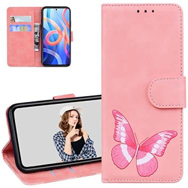 Imagem de Monwutong Capa carteira de telefone para Xiaomi Poco X4 Pro 5G, capa de couro PU com toque de borboleta em relevo com fecho magnético e slots de cartão de dinheiro coldre para Xiaomi Poco X4 Pro 5G,