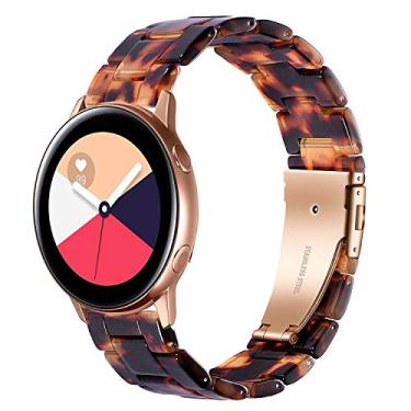 Imagem de Pulseiras Wongeto compatíveis com Samsung Galaxy Watch (46 mm) / Gear S3 Frontier/Classic Bands - Pulseira de resina moderna de 22 mm com fivela de aço inoxidável metálico de reposição (tartaruga), Tortoise 20mm