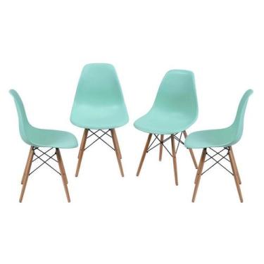 Imagem de Kit 4 Cadeiras Boxbit Dkr Eames Base Em Madeira Tiffany
