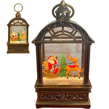 Imagem de Globo de Neve Natal Natalino Luminaria Musical Lamparina Enfeite Papai Noel Rena Arvore Decoraçao Mesa Estante Trabalho Recepçao Festa Fim de Ano