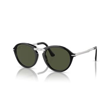 Imagem de Persol Óculos de sol redondos PO3274S, Preto/Verde, 50 mm