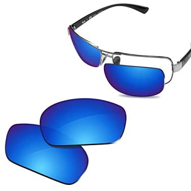 Imagem de Glintbay Lentes de óculos de sol de substituição 100% precisas para RayBan RB3379-64 - Espelhado azul gelo polarizado