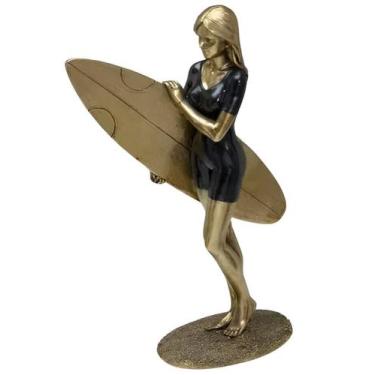 Imagem de Estatueta Decorativa Surfista Prancha Escultura Resina 24cm - Gici Dec