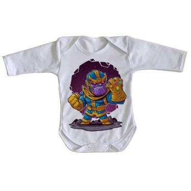 Imagem de body nenê criança roupa bebê manga longa Thanos Geek  - Empório Dutra,
