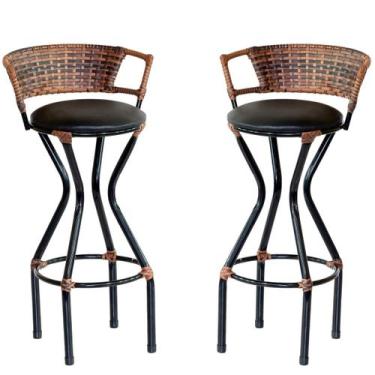 Imagem de 2 Banquetas para Balcão com Assento Estofado Charme em Ferro  - Coage 