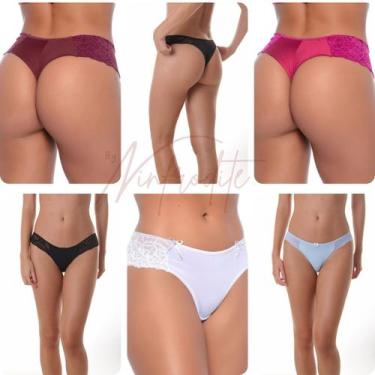 Imagem de Kit De 6 Calcinhas Fio Dental Duplo Renda Calcinha Atraente - Prime Li
