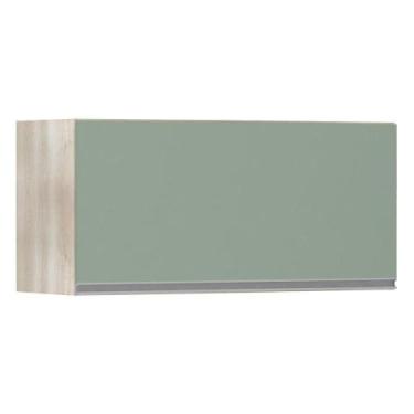 Imagem de Armário Basculante 80cm 1 Porta Lis Legno Crema C/Verde - LUCIANE MÓVE