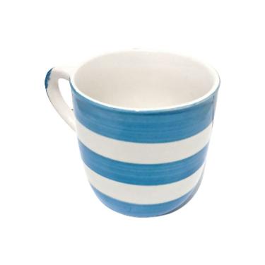 Imagem de Conjunto 6 Xícaras de Café Cerâmica Faixas Azul e Branco 90ml JGXC078 - Hauskraft