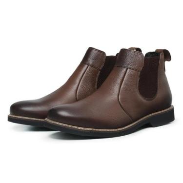 Imagem de Bota Chelsea Couro Masculina Palmilha de Gel solado de Borracha Ref.: 