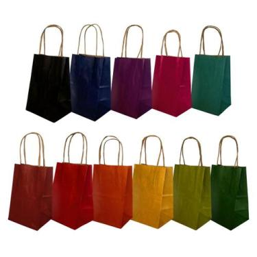 Imagem de 10 Sacola De Papel Kraft Presente Colorida 9,5x7,5x14,5cm - DB, (5045)