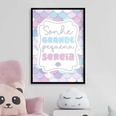 Imagem de Quadro Sonhe Grande Pequena Sereia 45X34Cm - Com Vidro