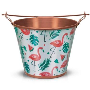 Imagem de Balde Gelo 6 L Cerveja Bebidas Flamingos Alumínio Original - Alumiart