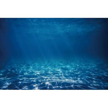 Imagem de Yeele Pano de fundo de oceano profundo de 1,8 x 1,2 m, decoração de festa, fundo fotográfico de vinil fino, fundo azul, natureza, chá de bebê, decoração de festa de aniversário, adereços para fotos de
