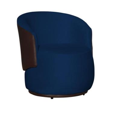 Imagem de Poltrona Decorativa Beatriz Orgânica Composê Couro Marrom Couro Azul M