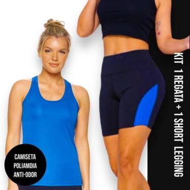 Imagem de Camiseta Regata Dry Fit MALHA FRIA  POLIAMIDA + Short Leg Legging REDI