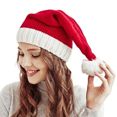 Imagem de Chapéu de Natal de inverno para mãe e bebê, gorro de crochê para pais e filhos, chapéu de crochê (crianças) vermelho