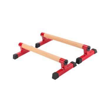 Imagem de Aosekaa 2x barra push up de madeira, alça push up de piso, estrutura robusta, suporte push up estável para treino de força superior do corpo, Vermelho, 50cm