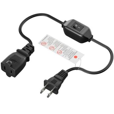Imagem de Cabo de extensão do interruptor On Off [2 pés], cabo de extensão polarizado de 2 garras com interruptor 12A/125V para seus carregadores/lâmpada/adaptadores de energia, etc., cabo 16AWG