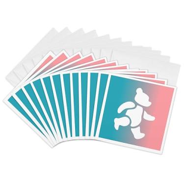 Imagem de 3dRose Cartões comemorativos - Urso de pelúcia branco grande sobre fundo tonal rosa e azul - 15,24 x 15,24 cm, conjunto de 12 (gc_287519_2)