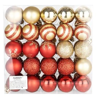 Imagem de 50 peças de enfeites de bola de árvore de Natal de 4 cm, vermelho brilhante, bolas de decoração de guirlanda de Natal