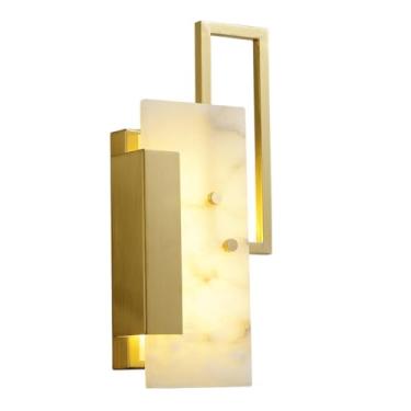 Imagem de Luminária de parede moderna de mármore, toda em cobre, LED, lâmpada de banheiro, iluminação dourada para casa, sala de estar, restaurante, loft, cozinha (1 PCS)