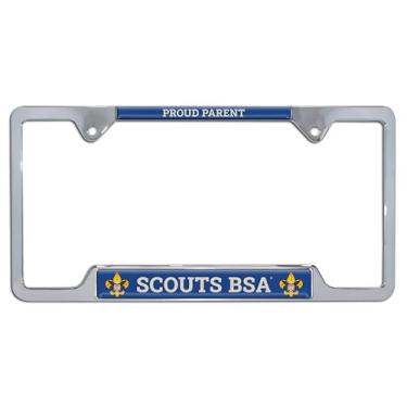 Imagem de Elektroplate Oficialmente licenciada – Moldura de placa de licença de canto aberto de metal cromado brilhante Boy Scouts of America Proud Parent