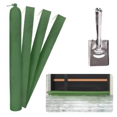Imagem de 4 sacos de areia para inundações com pá, sacos de areia longos espessos de lona com barreira de água de 15 cm x 15 cm com faixa elástica, sacos de areia reutilizáveis para inundar a porta da garagem e