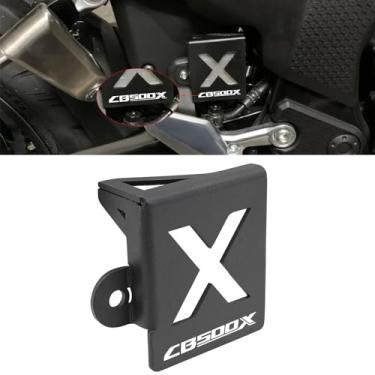 Imagem de REWOLFNUS Capa protetora de reservatório de fluido de freio traseiro de motocicleta para Honda CB500X CB500F CBR500R 2019-2021 (preto A)