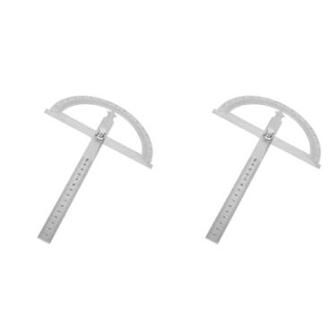 Imagem de Régua Transferidora de Aço Inoxidável, 2 Peças, 3 Tamanhos Disponíveis, 0-180 °, 15cm, Design de Porca de Bloqueio de Regra