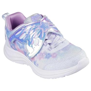 Imagem de Skechers Tênis feminino Glimmer Kicks - Magical Wings, Azul claro/lavanda, 7 Toddler