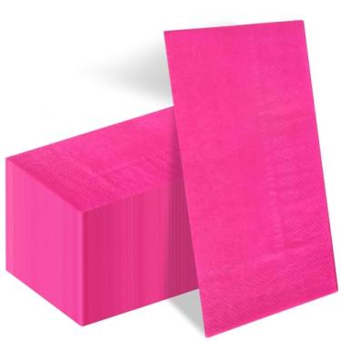 Imagem de Whaline Guardanapos de convidado rosa choque 50 peças de guardanapo de papel de chá de bebê descartável toalha de guardanapo de mão para casa cozinha banheiro suprimentos de festa