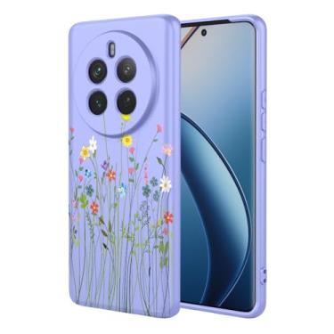 Imagem de HTXWXJC Capa de telefone para Realme 12 Pro Plus, capa Realme 12 Pro 5G RMX3511 à prova de choque flexível bumper TPU capa macia padrão flor capa de telefone para Realme 12 Pro + 5G flor roxa