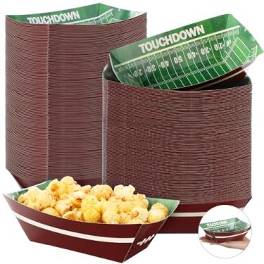 Imagem de Havawish 100 peças de suprimentos de festa de futebol de 900 g, bandejas de papel descartáveis, barcos, pratos de futebol para futebol, aniversário, esportes, jogos, lembrancinhas de festa