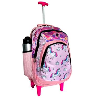 Imagem de Mochila Feminina Escolar de Rodinhas Unicórnio (Rosa)