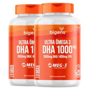 Imagem de Ultra Omega 3, DHA 1000MG + EPA 400MG, Certificado Meg-3, 60 Cápsulas, Bigens (Kit 2, Sem Vitamina E)