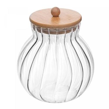 Imagem de Porta Mantimentos de Vidro com Tampa de Bambu Classic 1,5L - Wolff