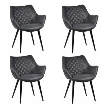 Imagem de Kit 4 Cadeiras Jantar Cinara Preta Poliuretano - Rivatti